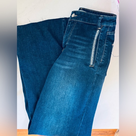 Oat New York High Waisted Denim Blue Jeans Bootcut Flare Wide Leg - Picture 4 of 12